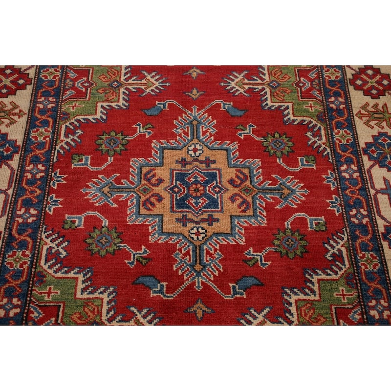 Oriental Kazak Area Rug Handmade Wool Carpet - 4'0" x 5'10"