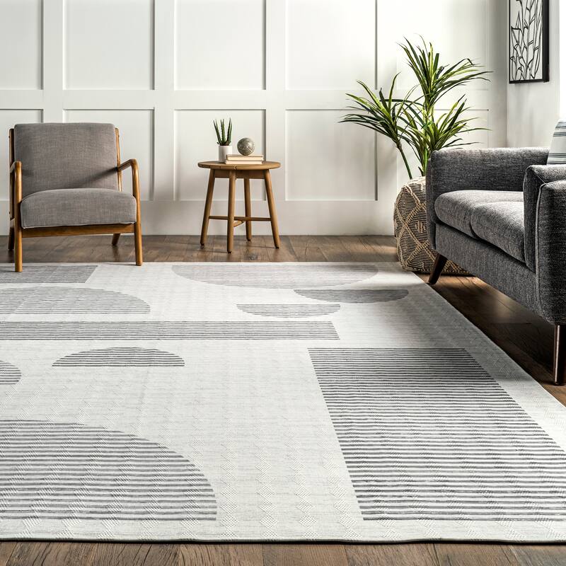 Nuloom Fae SpinClean Geometric Shapes Machine Washable Area Rug