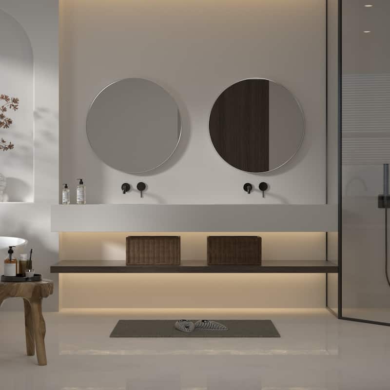 Modern Wall Mirrors, Round Mirror with Metal Framed, Bathroom Mirror with Round Corner Vanity Mirror Accent Mirror
