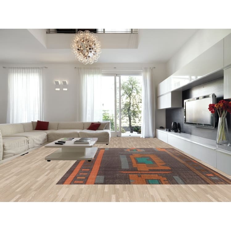 Hand Woven Oriental 100% Jute Carpet Southwestern Modern Greys & Charcoal Kilim Area Rug - 14' 0'' X 10' 7''