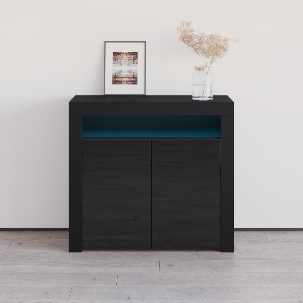 Meble Furniture Milano 42" Matte Body High Gloss Sideboard with 16 LED Lights 42W x 13.8D x 38H
