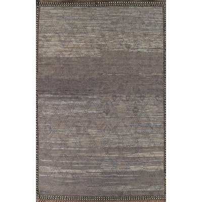 All-Over Trellis Moroccan Abstract Area Rug Hand-Knotted Wool Carpet - 9'1"x 13'4"