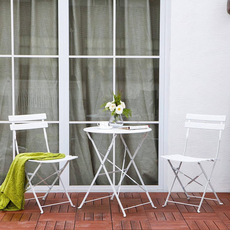 Round 2 Person - 23.6" Long Bistro Set - White