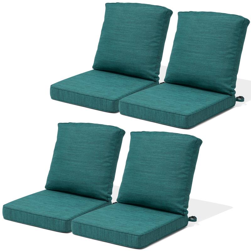 22''D x 21''W x 3.5''T Patio Fabric Outdoor Seat Cushions Set (Seat & Back) - MALACHITE - 4PC