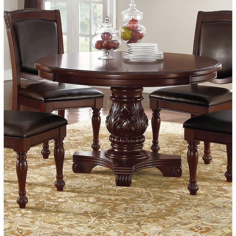 Majestic Formal Dining Room Table Brown 1pc Dining Table Only Pedestal Base Royal Round Table