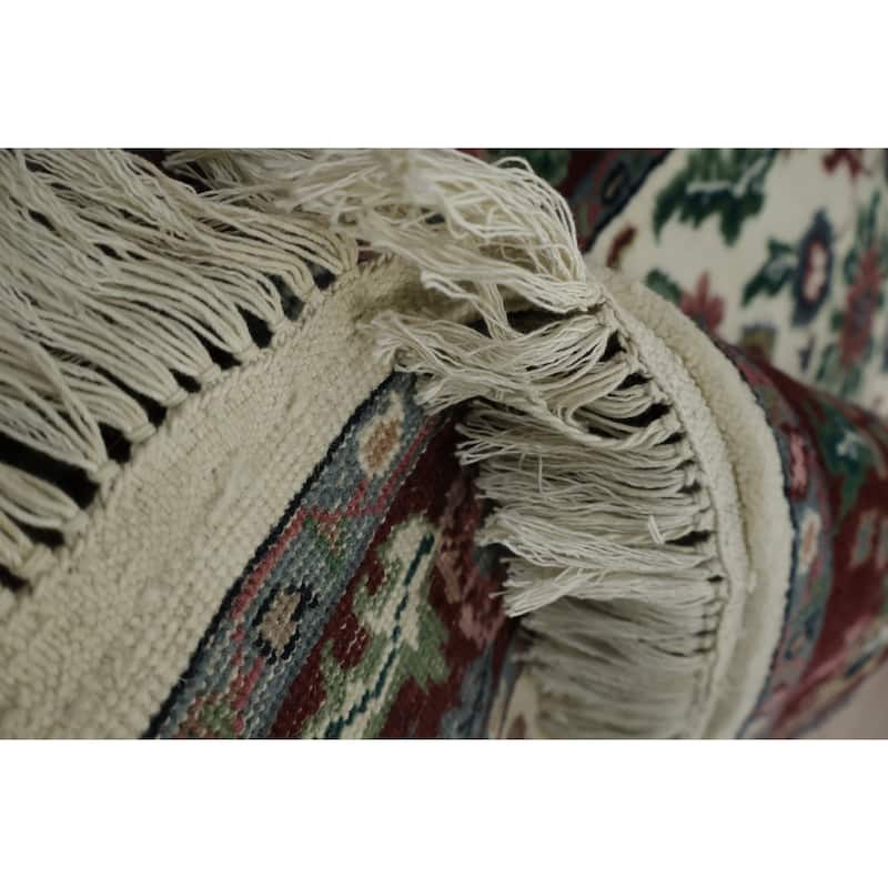 Hand Knotted Oriental 100% Wool Carpet Traditional All-Over Beige & Ivories Kashan Runner Rug - 11' 10'' X 2' 7''