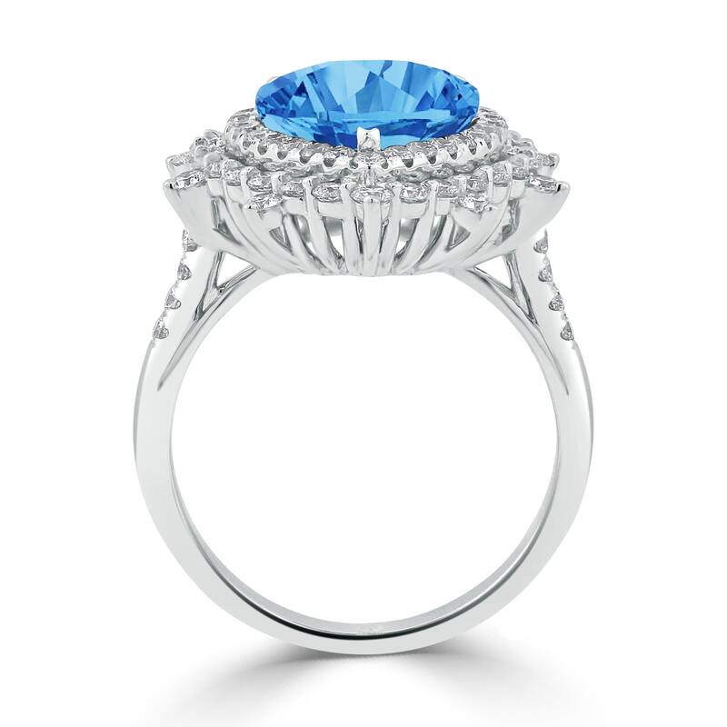 Auriya 5 5/8ct Pear-cut Blue Topaz and Halo Diamond Ring 1 1/4ctw 18K Gold