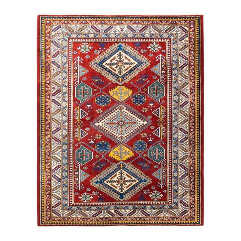 Overton Tribal One-of-a-Kind Hand-Knotted Area Rug - Red, 5' 3" x 6' 6" - 5' 3" x 6' 6"