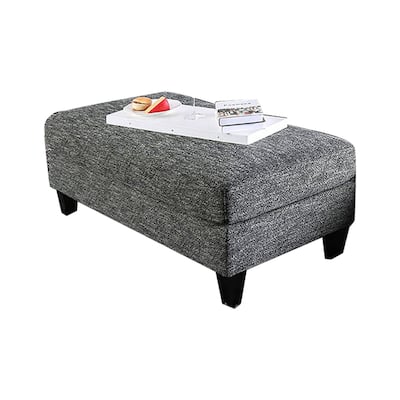 Chenille Ottoman With Tappered Feet in Gray Finish
