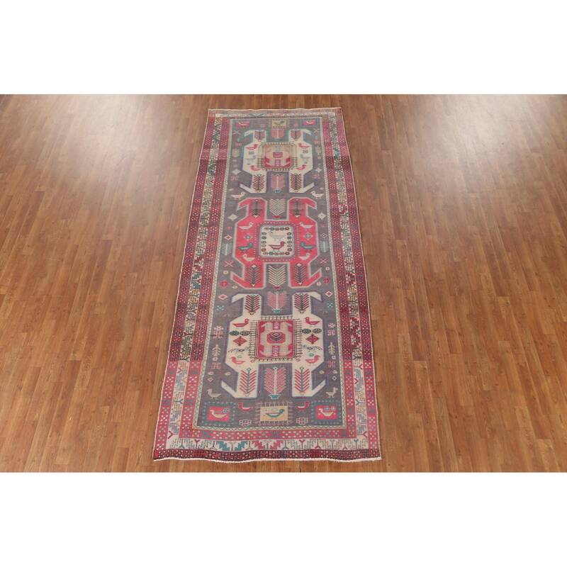 Over-Dyed Meshkin Persian Vintage Runner Rug Handmade Wool Carpet - 4'5" x 10'5"