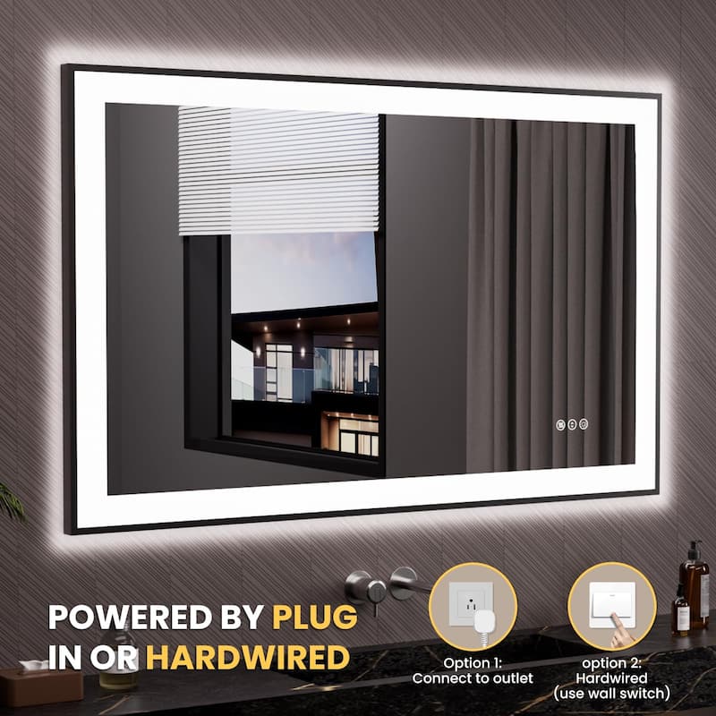 48x30 Inch Frameless LED Bathroom Mirror,Smart Mirror