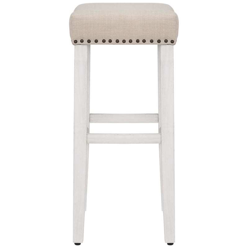 Jameson Upholstered Polyester Antique White 29 Inch Bar Stool (Set Of 2)