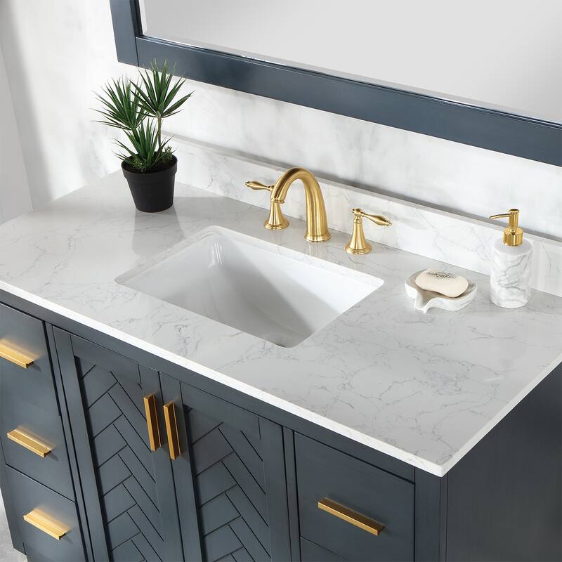 Altair Gazsi Bathroom Vanity with Composite Stone Countertop without Mirror