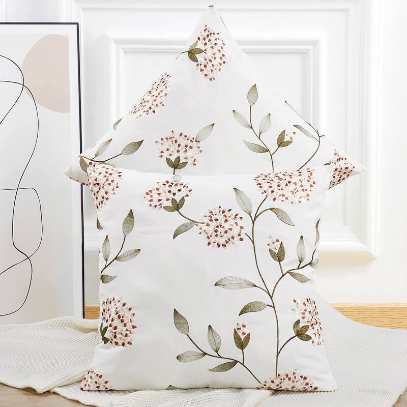 Canvas Pillow Shells with Sunflower Adornments (Set of 2), NO INSERT