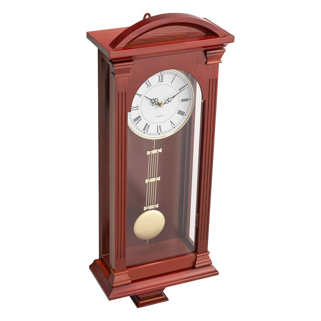 Vintage Pendulum Wall Clock 26.7 in with Quartz Movement for Home - 26.8 x 10.24 x 5 in
