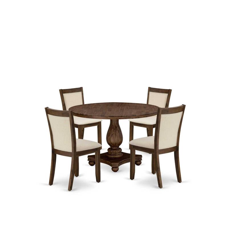 HomeStock 5-Piece Sand Blasted Black Finish Solid Wood Top Dining table with 4 Chairs