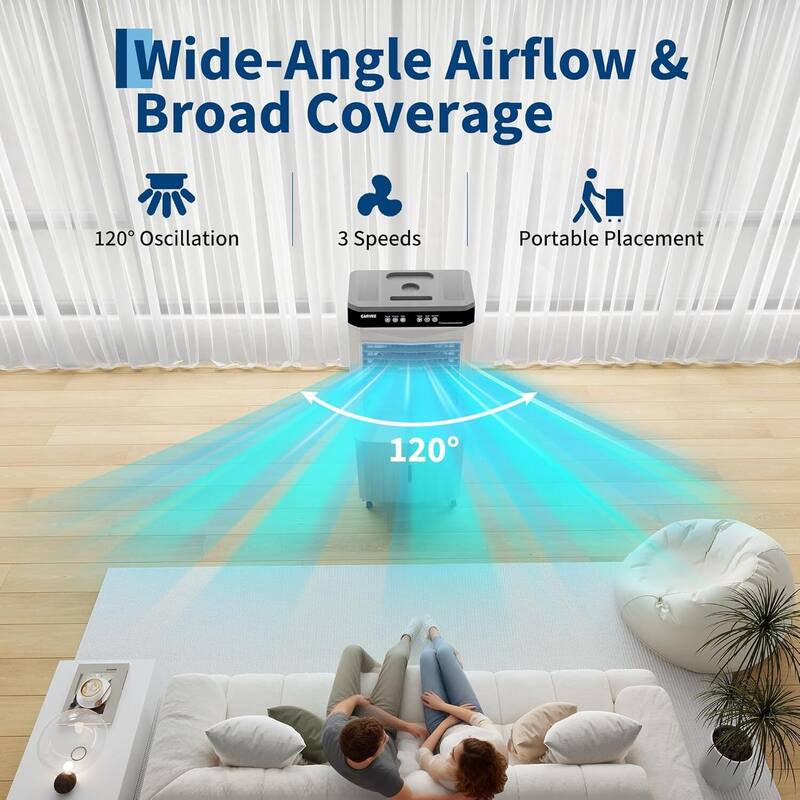 11.6 Gal 3500 CFM Portable Cooling Fan, Evaporative Air Cooler with Touch Screen, Remote for Bedroom, Home, Office