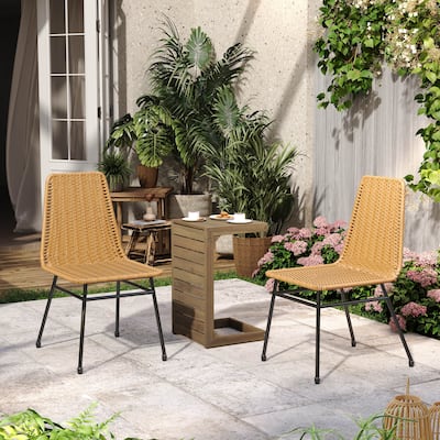 Christopher Knight Home - Owen Acacia Wood and Rattan Outdoor Chat Set for Stylish Lounging