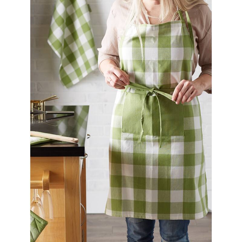 DII Antique Green Buffalo Check Chef Apron