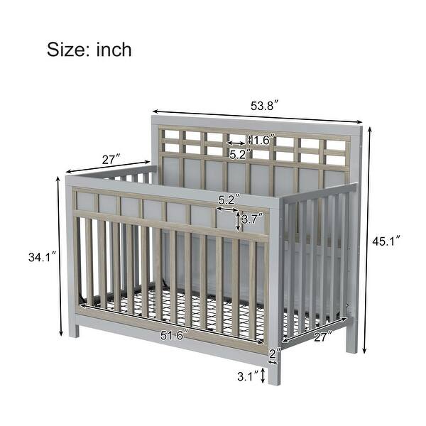dimension image slide 0 of 2, Solid Wood Certified Baby Safe Crib，Non-Toxic Finish