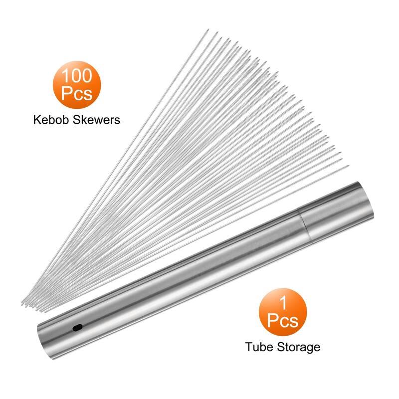 100pcs Kebob Skewers 40cm x 5cm Round Sticks with Tube Storage - 40cm x 5cm