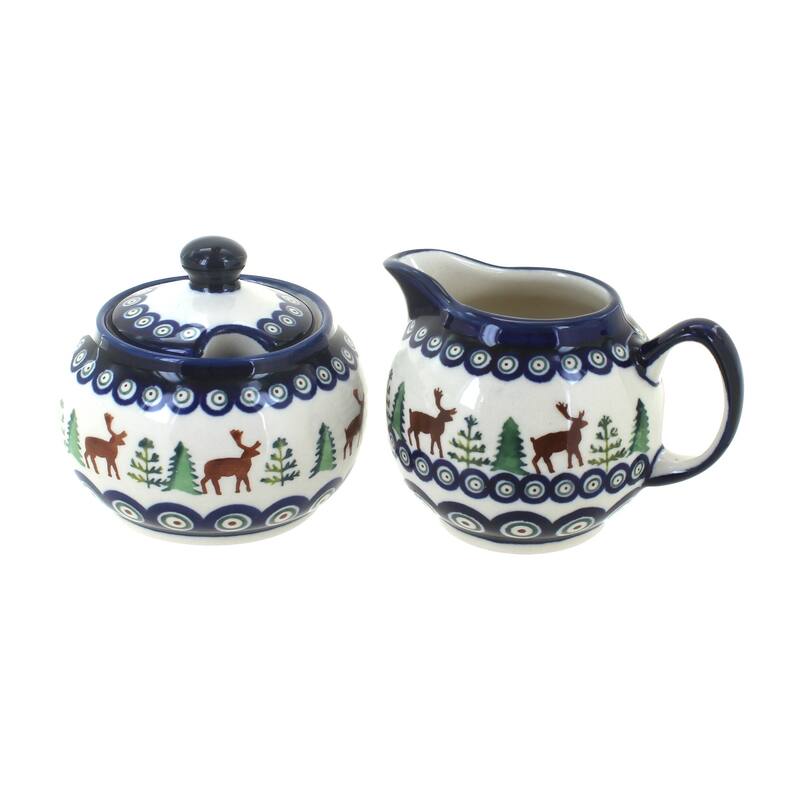 Blue Rose Polish Pottery 694-711 Zaklady Cream & Sugar Set