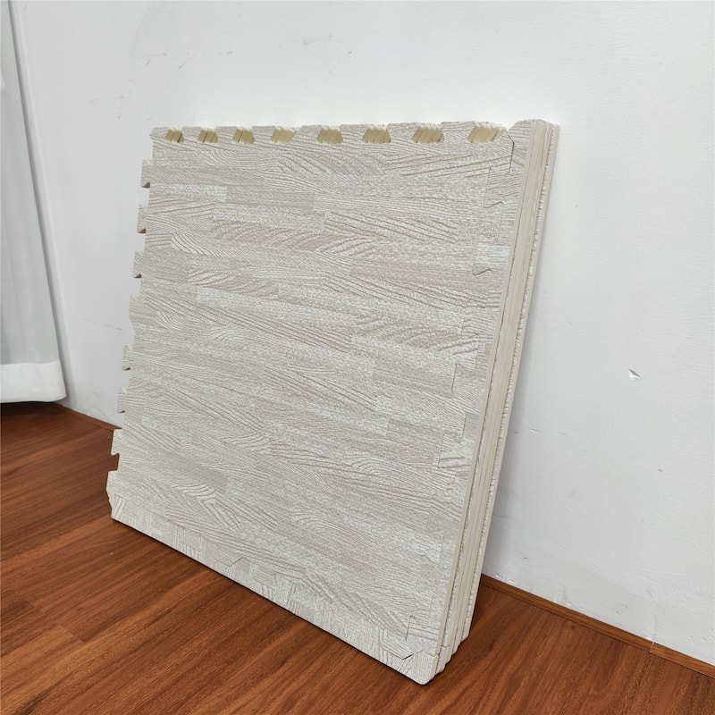 12 Tiles Exercise Wood Grain Puzzle Interlocking Foam Gym Floor Mats - 23.6 X 23.6 inch