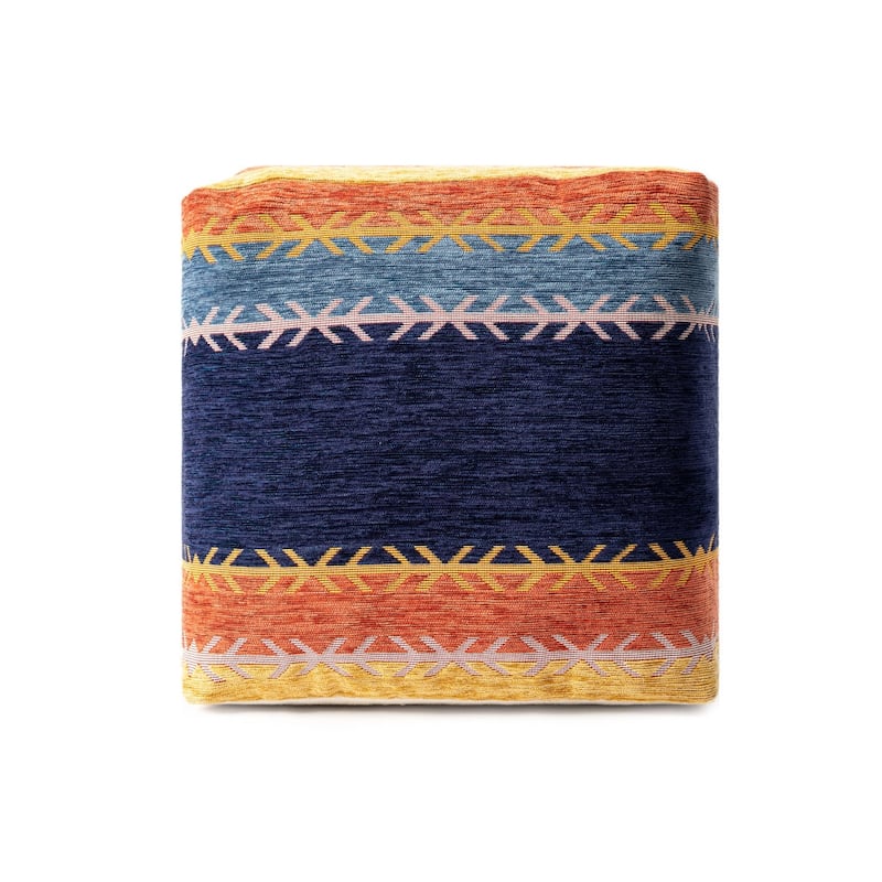 18-Inch Striped Pouf Ottoman for Living Room or Bedroom