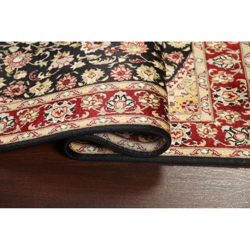 Wool/ Silk Floral Vegetable Dye Tabriz Oriental Area Rug Hand-knotted - 4'0" x 6'3"
