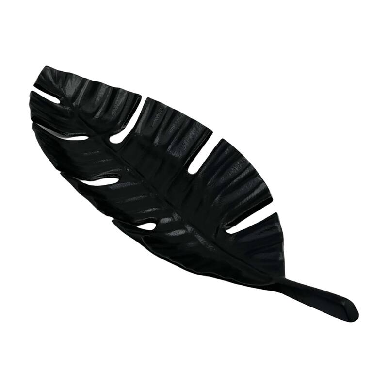 23 Inch Wide Decorative Handmade Aluminum Leaf Fruit Tray - 23 x 8 x 2.5 in