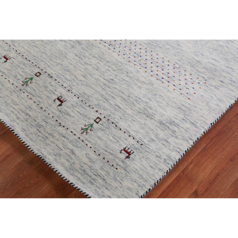 Hand Knotted Oriental 100% Wool Carpet Tribal Animal Pictorial Beige & Ivories Gabbeh Area Rug - 7' 10'' X 5' 2''