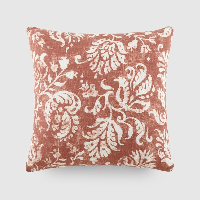 Elegant Patterns Cotton Decor Throw Pillow in Distressed Floral - Rose