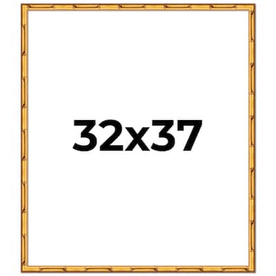 32x37 Frame Gold Bamboo Picture Frame Modern Photo Frame Includes UV Acrylic Shatter Guard Front Acid Free Foam Backing Board