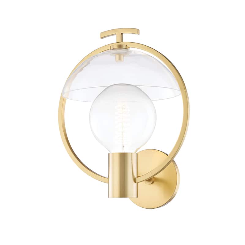Carson Carrington Varjaren Clear Glass 1-light Wall Sconce - Aged Brass