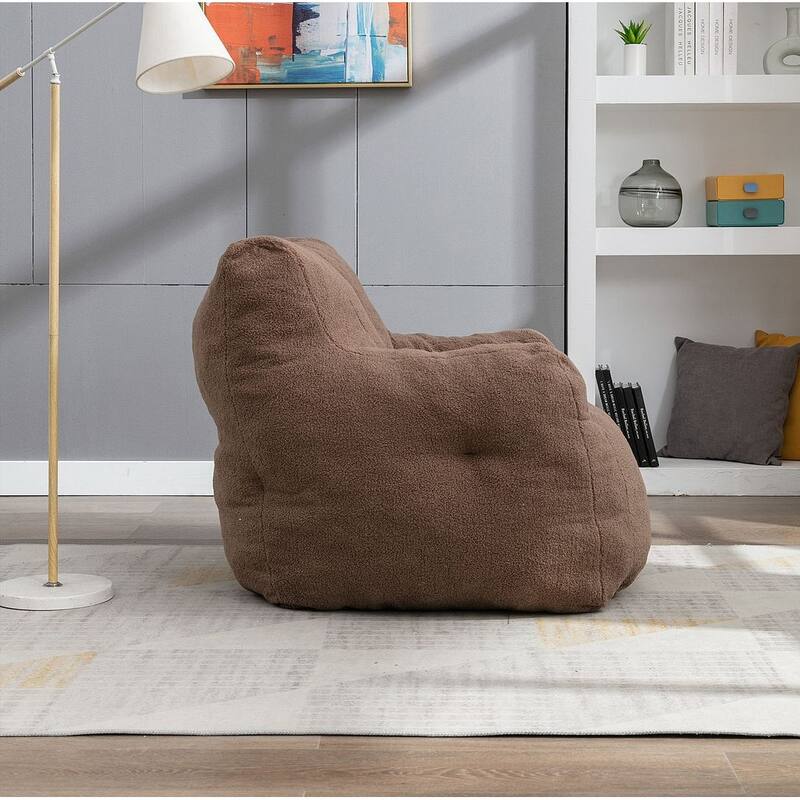 Soft Teddy Cloth Bean Bag Chair Tufted Foam Filling
