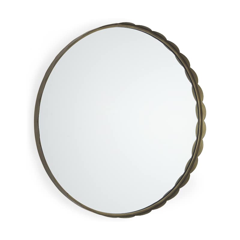 HomeRoots 30" Gold Metal Scalloped Framed Accent Mirror - 29.72 in. x 29.72 in. x 1.97 in.