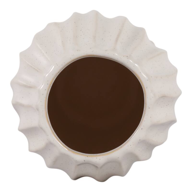 Contemporary Ceramic Sculpted Tall Vase Inspired Design - Ivory