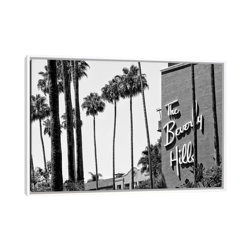 iCanvas "Black California Series - The Beverly Hills Hotel" by Philippe Hugonnard Framed Canvas Print - White - 26x40