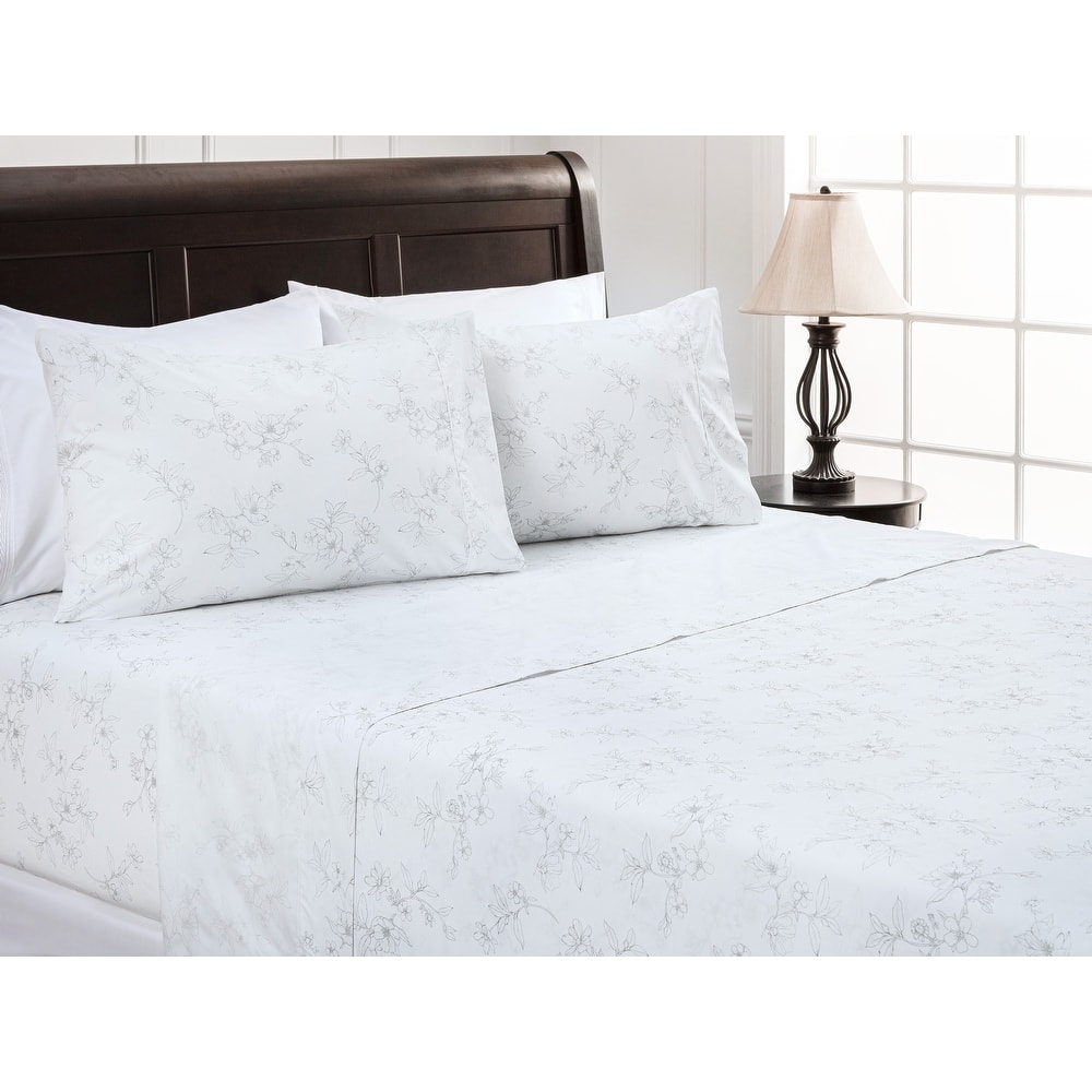 Chanasya Floral Sketch Ultra Soft Luxury Microfiber Sheet Set