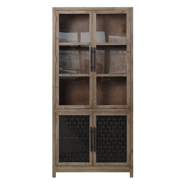 Spruce & Spring Vintage Rustic Solid Wood Tall Display Cabinet