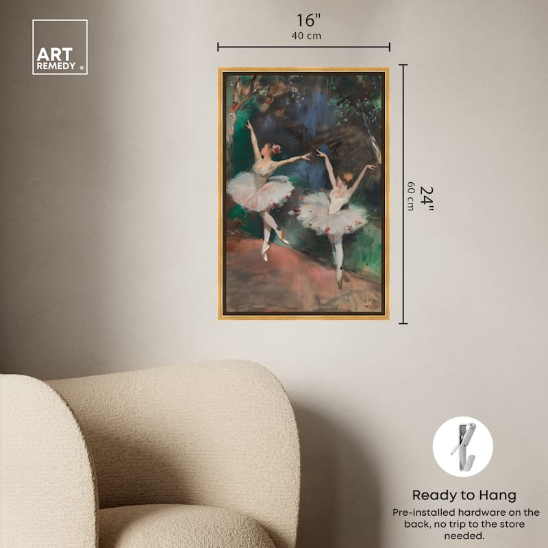Art Remedy Classical Ballerinas Framed Impressionism 1 Piece Canvas Wall Art /Monet And Van Gogh Inspired Art