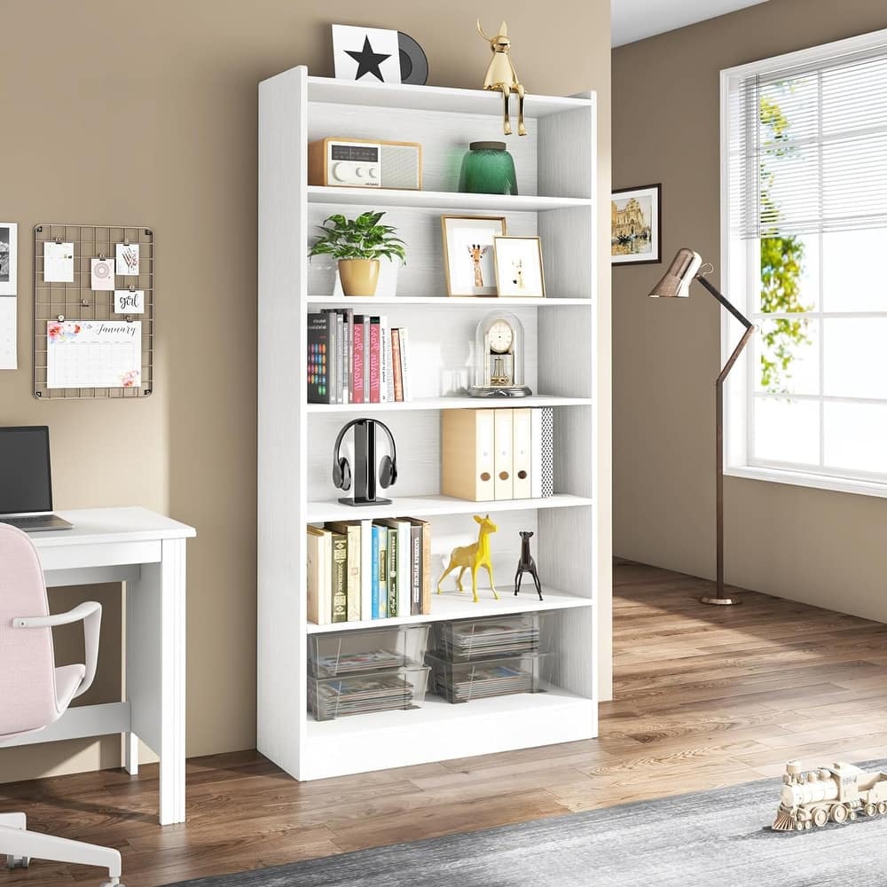 6-Tier Open Bookcase, 72 inches Large Tall Bookshelf