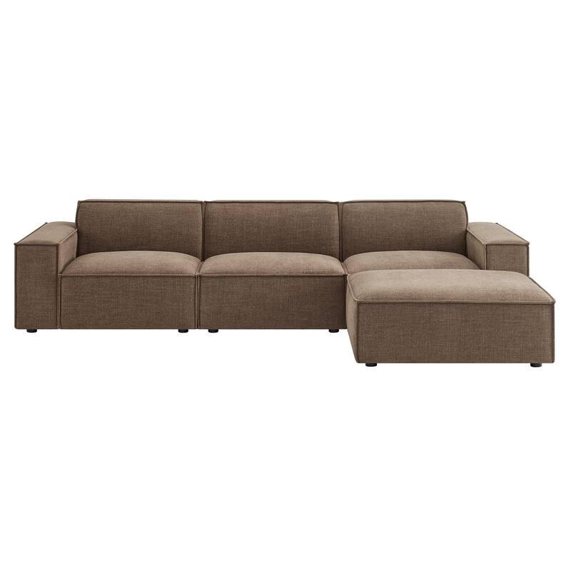Restore 4-Piece Performance Fabric Upholstered Modular Sofa Set with Ottoman