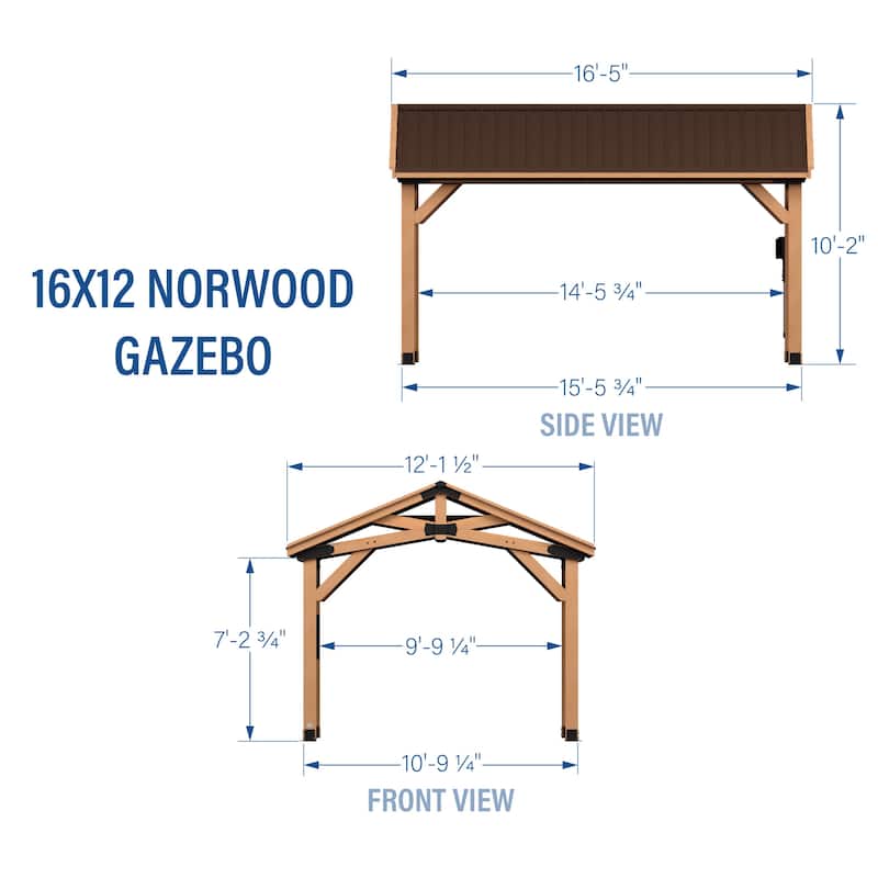 Backyard Discovery Norwood 16x12' Cedar Wood Gazebo with Steel Roof