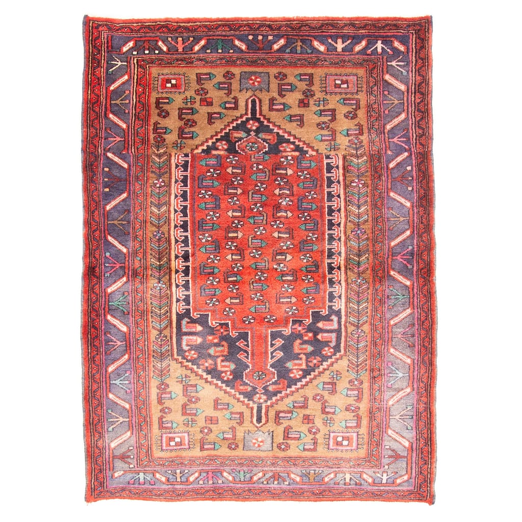 ECARPETGALLERY Hand-knotted Andelz Red Wool Rug - 4'4 x 6'0
