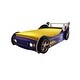 preview thumbnail 4 of 17, Twin Kids Racing Car Floor Bed with LED Night Light, Safety Guardrail, and Sturdy Wood Slat Support
