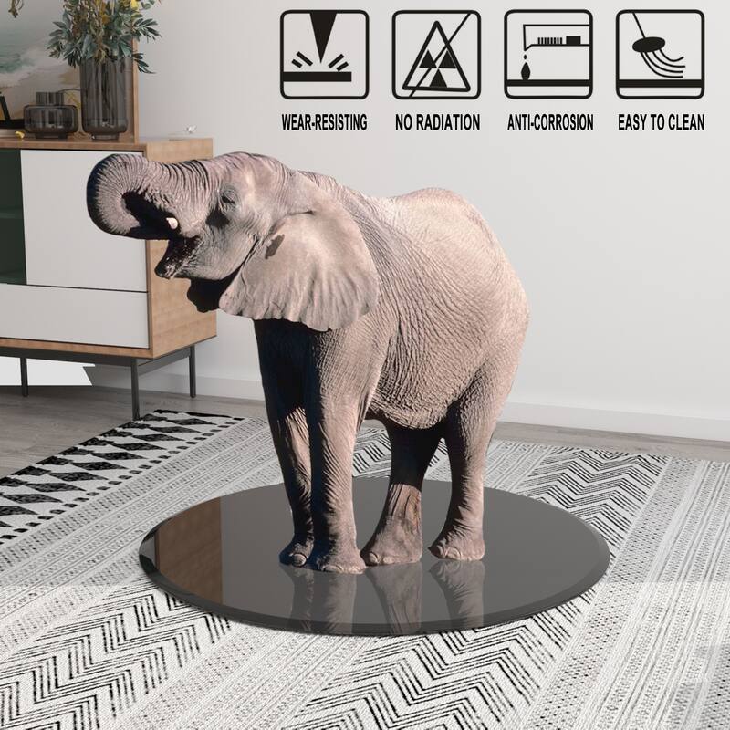 Round Tempered Glass Table Top in Black with Beveled Edge