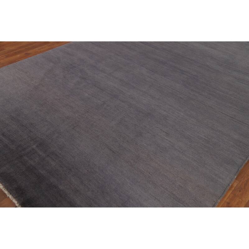 Modern Gray Blue Gabbeh Area Rug Handmade Wool Carpet - 6'7" x 9'8"