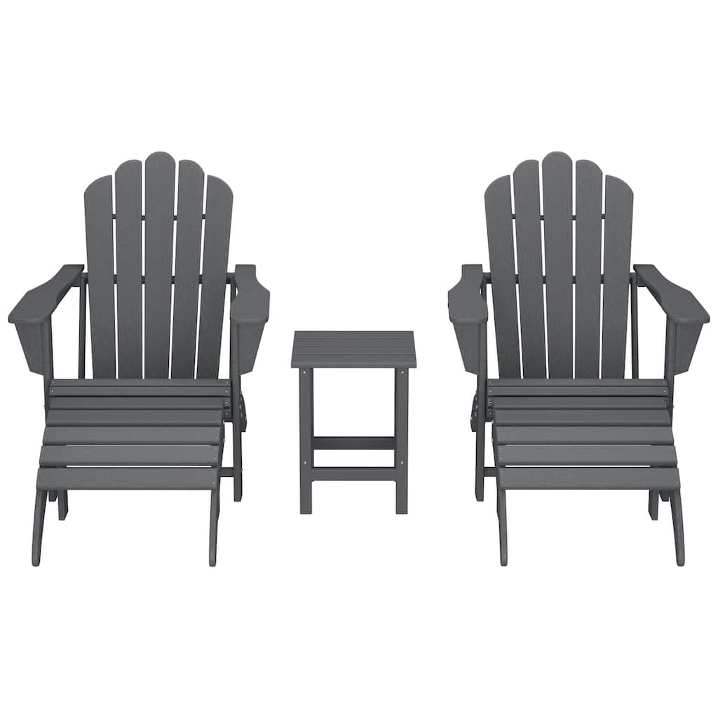 Aderson Outdoor Poly Adirondack Chair with Side Table and Ottoman 5-Piece Set