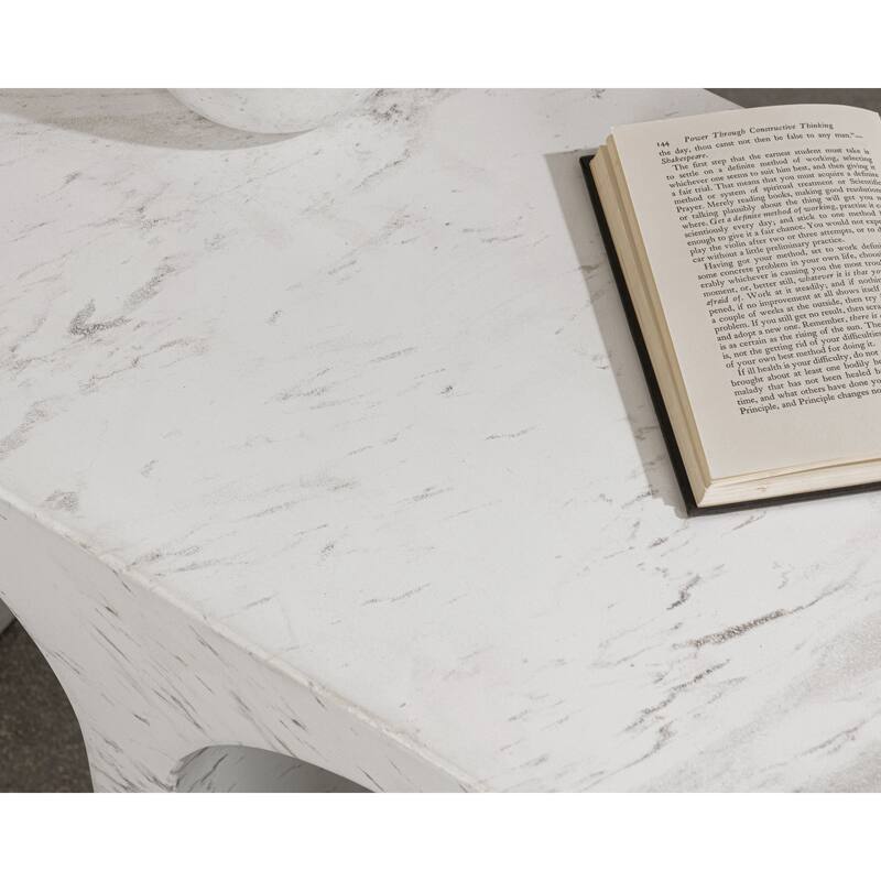 Classic Home Marmo Outdoor Stone End Table in Ivory